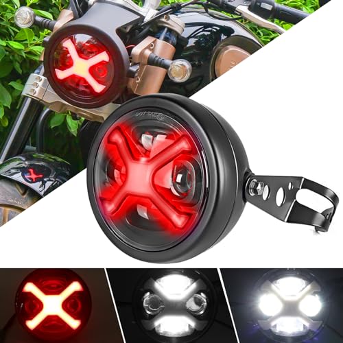 led バイク ヘッドライト 丸型 汎用ハウジング＆ブラケット付き X 赤 515yETg+jqL.jpg